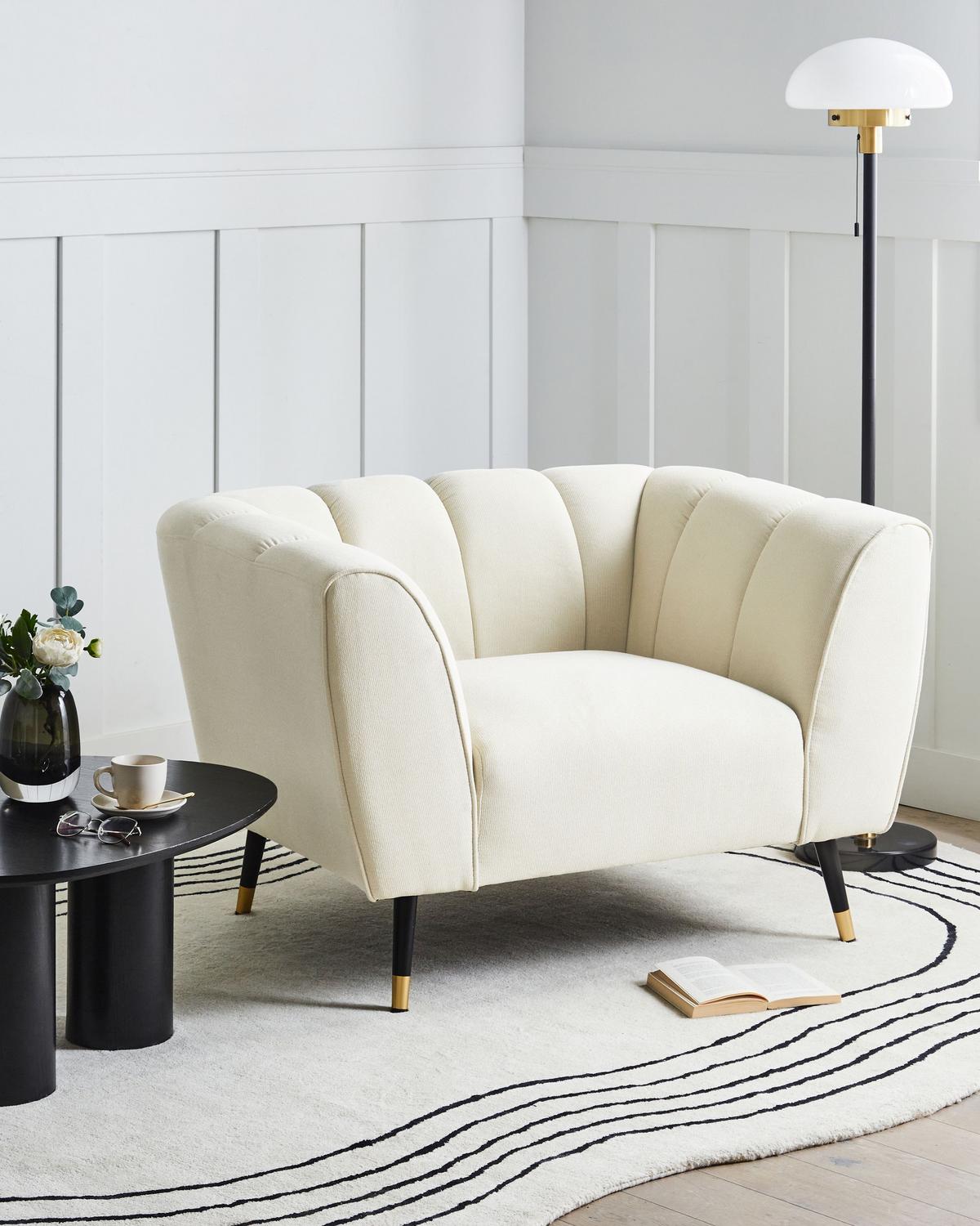 SESSEL Hellbeige Orsta - Beige/Goldfarben, Textil (112/73/85cm) - Beliani