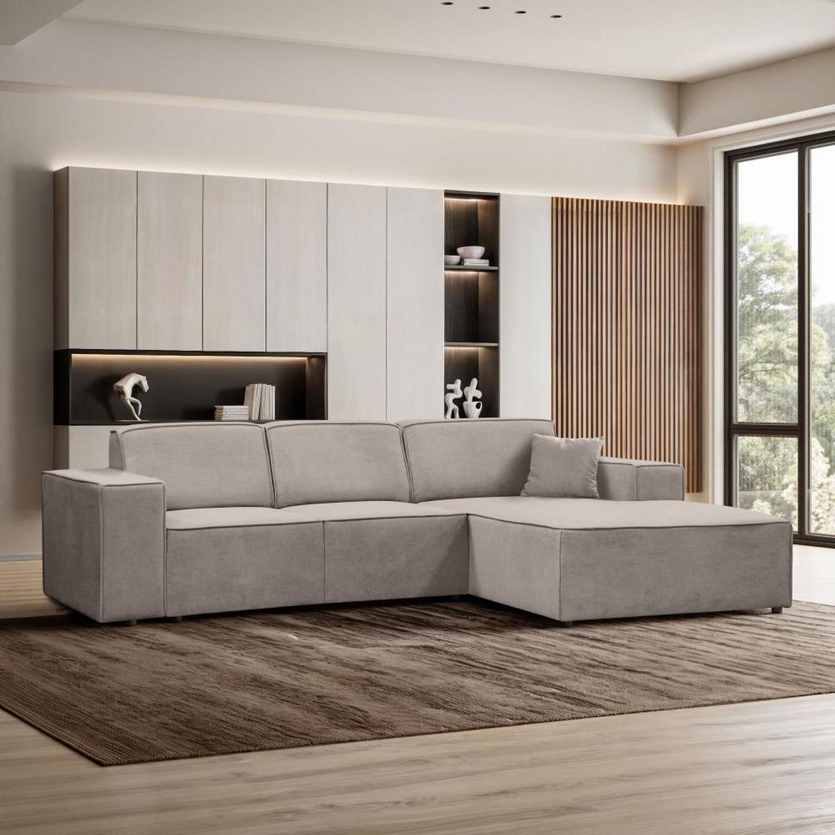 ECKSOFA ohne Schlaffunktion Pedro L cappuccino rechts - Schwarz/Cappuccino, Kunststoff/Textil (267/170cm) - Beautysofa