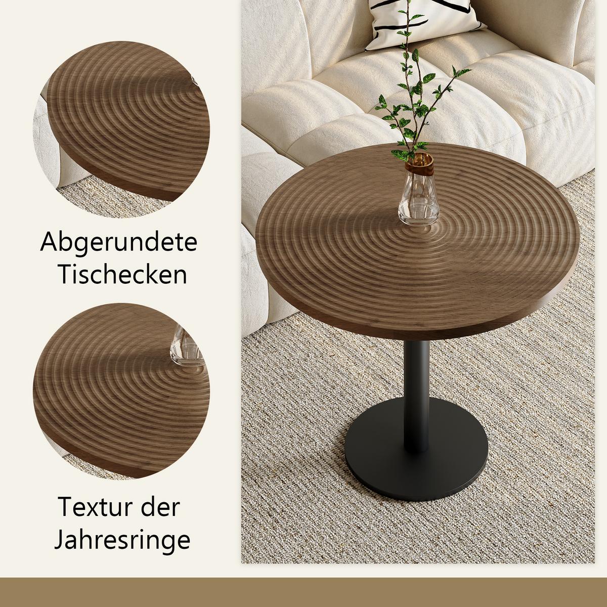 ESSTISCH Rund 80cm Holzoptik Tulpen-Design Moderner Beistelltisch - Naturfarben, Holzwerkstoff/Metall (80/80/76cm) - Urban Meuble