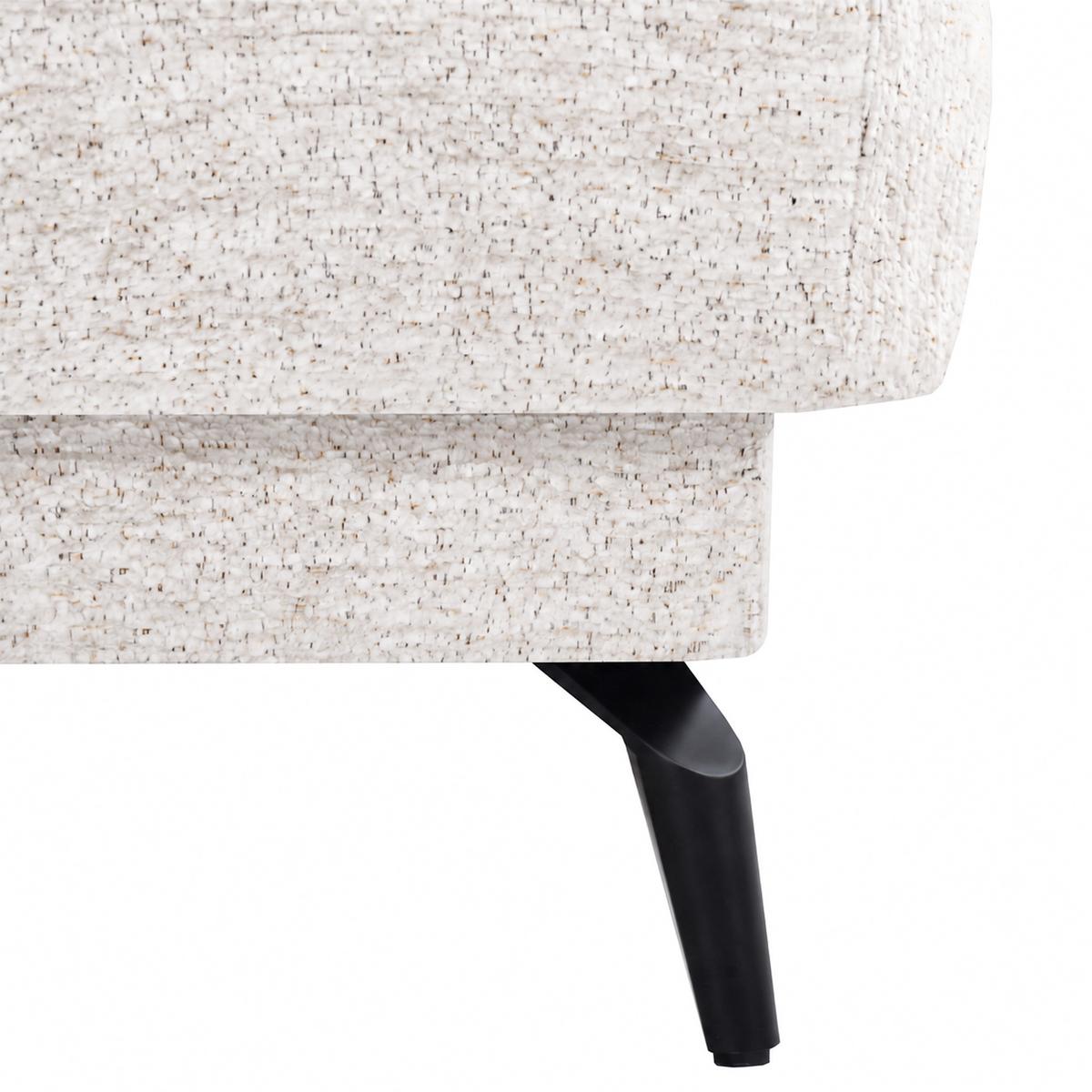 ECKSOFA Marco Mini mit elektrisch ausfahrbarem Sitz und verstellbaren Kopfstützen, Links, Chenille-Stoff, Creme - Creme/Schwarz, Textil (275/182cm) - Beautysofa