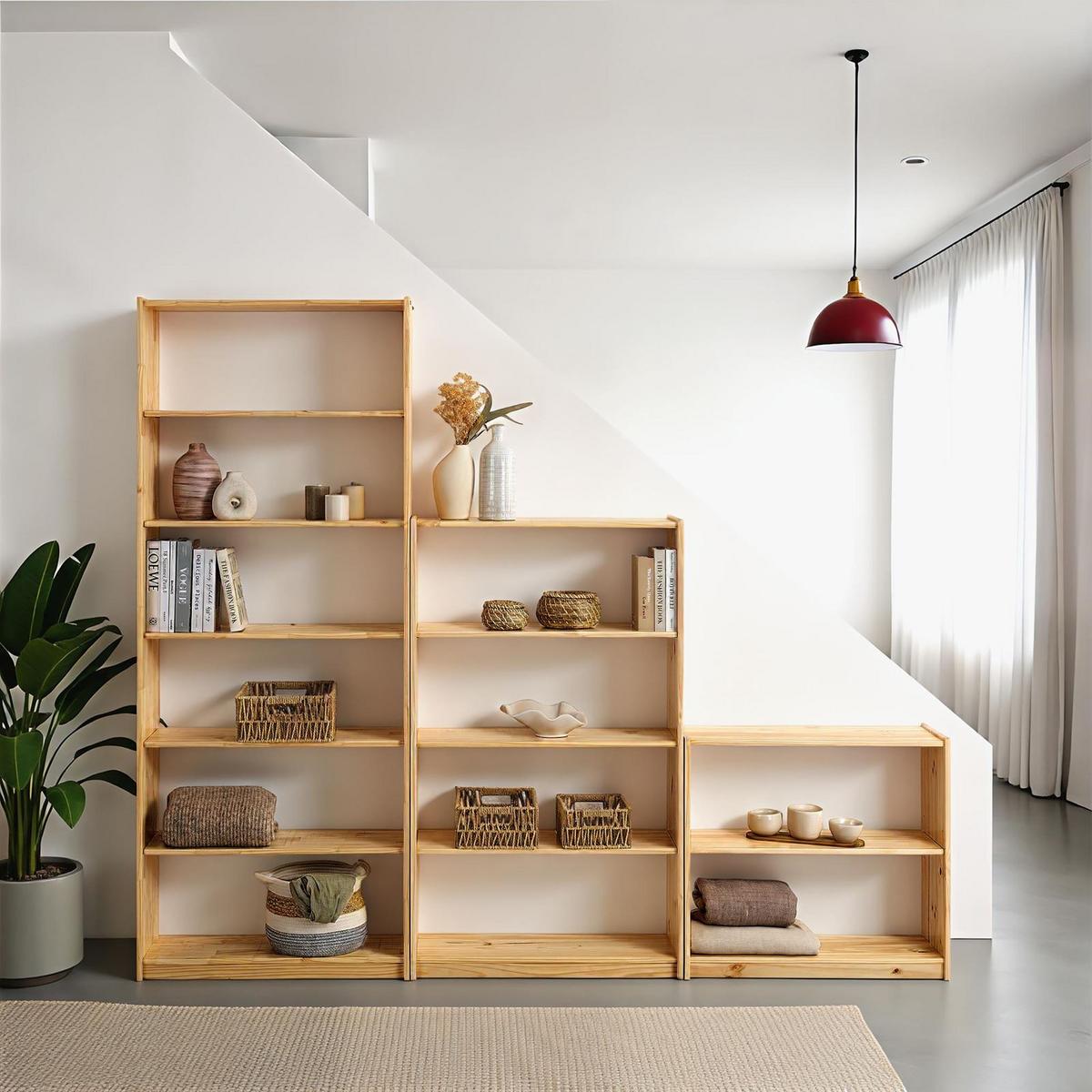 REGALSET MELLY 3er Set natur - Naturfarben, Holz (240/200/30cm) - IDIMEX