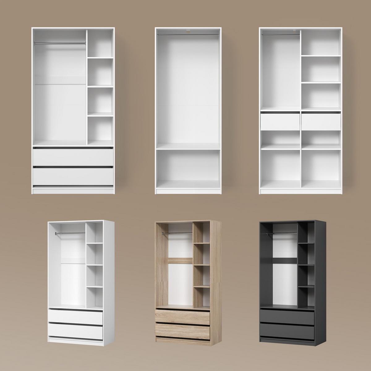 KINDERKLEIDERSCHRANK Trento Weiß 100 x 200 cm mit 2 Schubladen - Weiß, Holzwerkstoff (100/200/50cm) - Livinity®