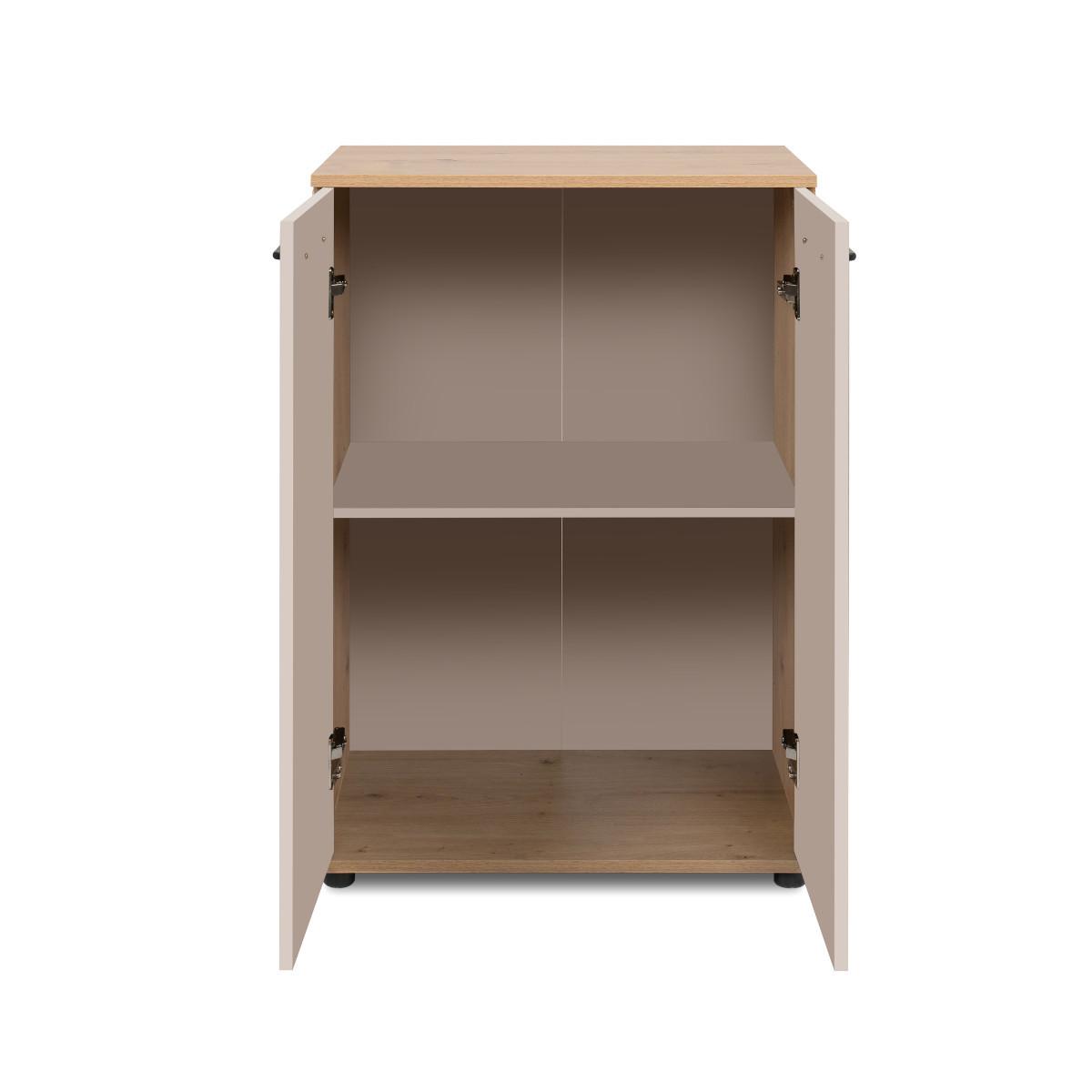 SIDEBOARD 2 Türen Eicheneffekt und Kaschmir 35/85,5/60 cm - Eschefarben, Holzwerkstoff (35/85.5/39.5cm) - Calicosy