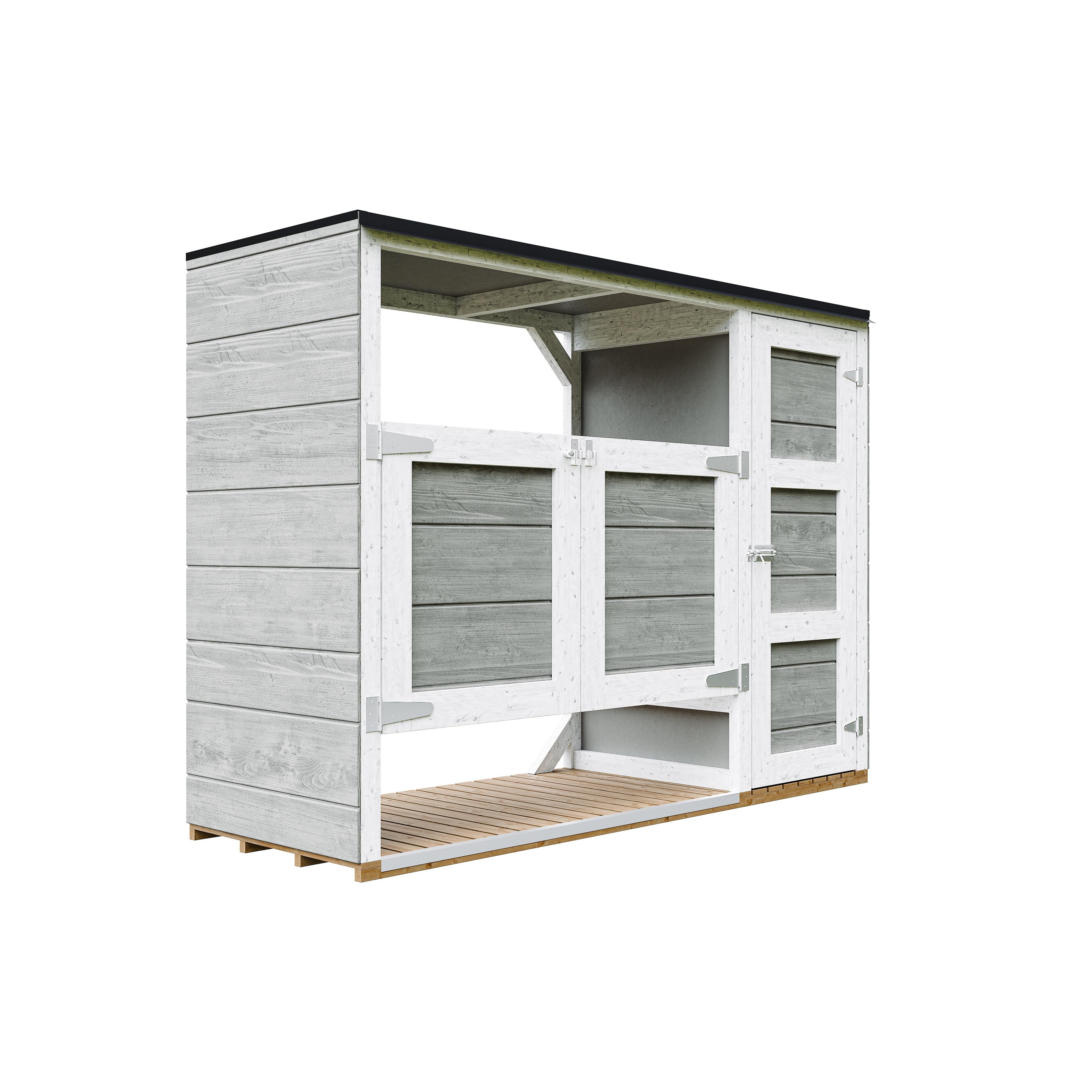 MÜLLTONNENBOX 2er 240L, M981A-TUNDRA GREY, aus wetterfestem LP Smartside Holz - Grau, Holz (217/159/75cm) - Timbela