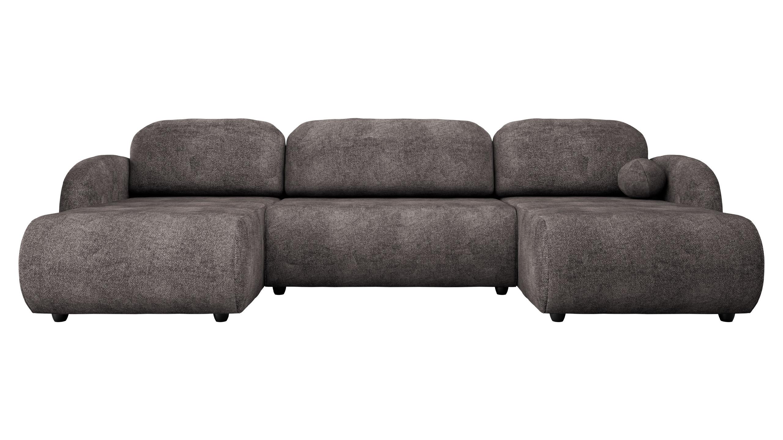 WOHNLANDSCHAFT Dream U - Schwarz/Braun, Holz/Kunststoff (318/88/160cm) - MIRJAN24
