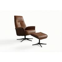 RELAXSESSEL FERREIRA Braun Leder Relaxfunktion - Schwarz/Braun, Leder/Metall (78/106/84cm) - KAWOLA