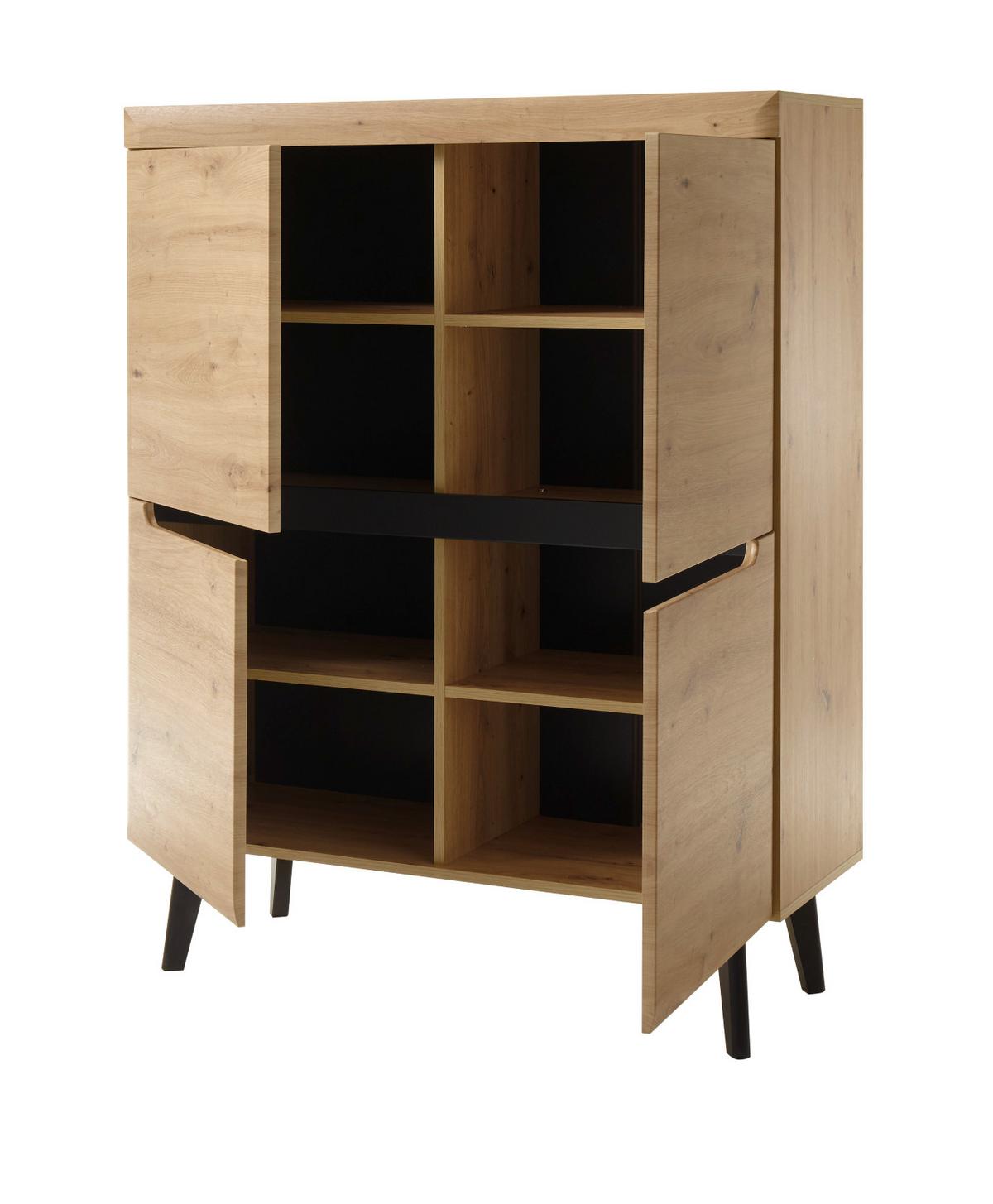 HIGHBOARD Artisan Eiche schwarz skandinavisch, 107 x 134 cm - Schwarz/Eiche Artisan, Holzwerkstoff (107/134/40cm) - Furn.Design