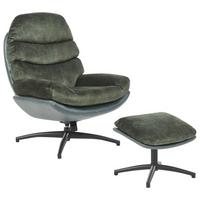 STUHL mit Fußhocker Dunkelgrün Eide - Schwarz/Grün, Textil (78/100/87cm) - Beliani