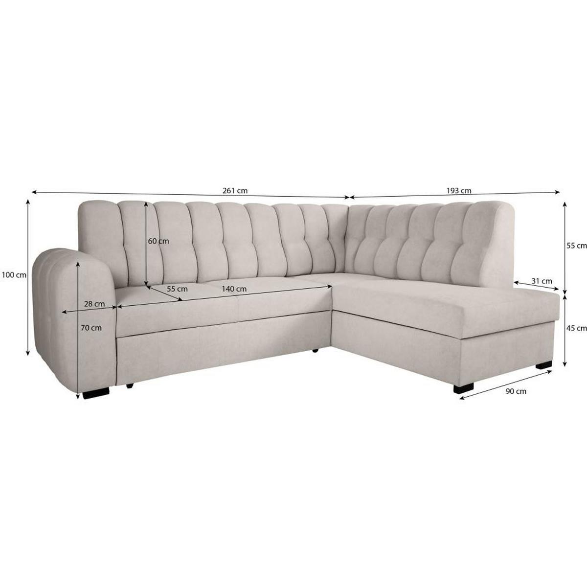 ECKSCHLAFSOFA Zoja links gelb - Gelb/Schwarz, Textil (261/193cm) - Beautysofa