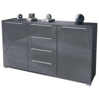 SIDEBOARD Linio Grau Hochglanz - Grau, Holzwerkstoff (138.5/75.5/35cm) - Vladon
