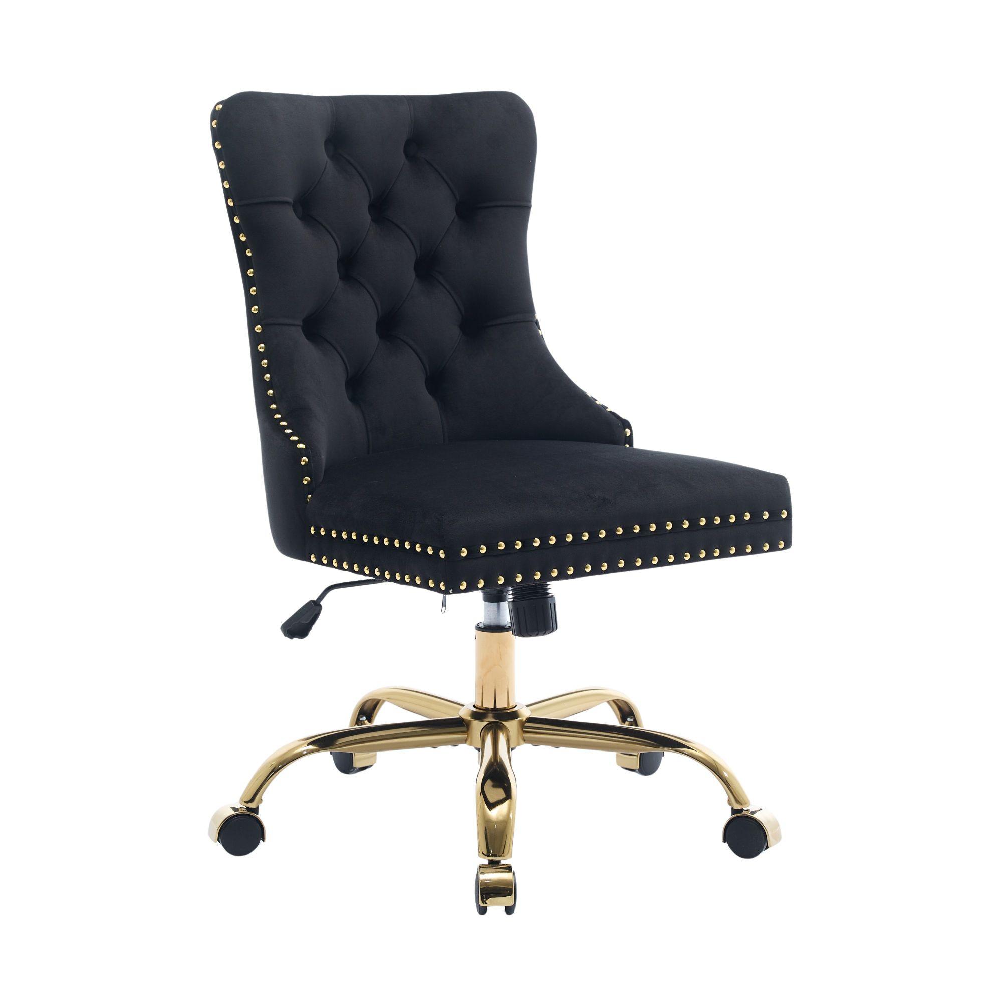 DREHSTUHL samt schwarz höhenverstellbar 360grad - Schwarz, Textil (63/98/50cm) - Urban Meuble