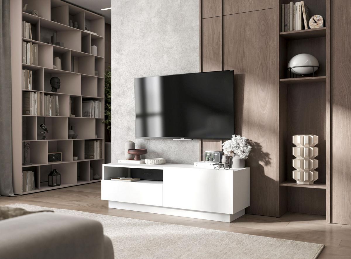 TV-SCHRANK Enjoy Weiß matt Loft Schublade 120 cm - Weiß, Holzwerkstoff (120/37/35cm) - Meble Lindner