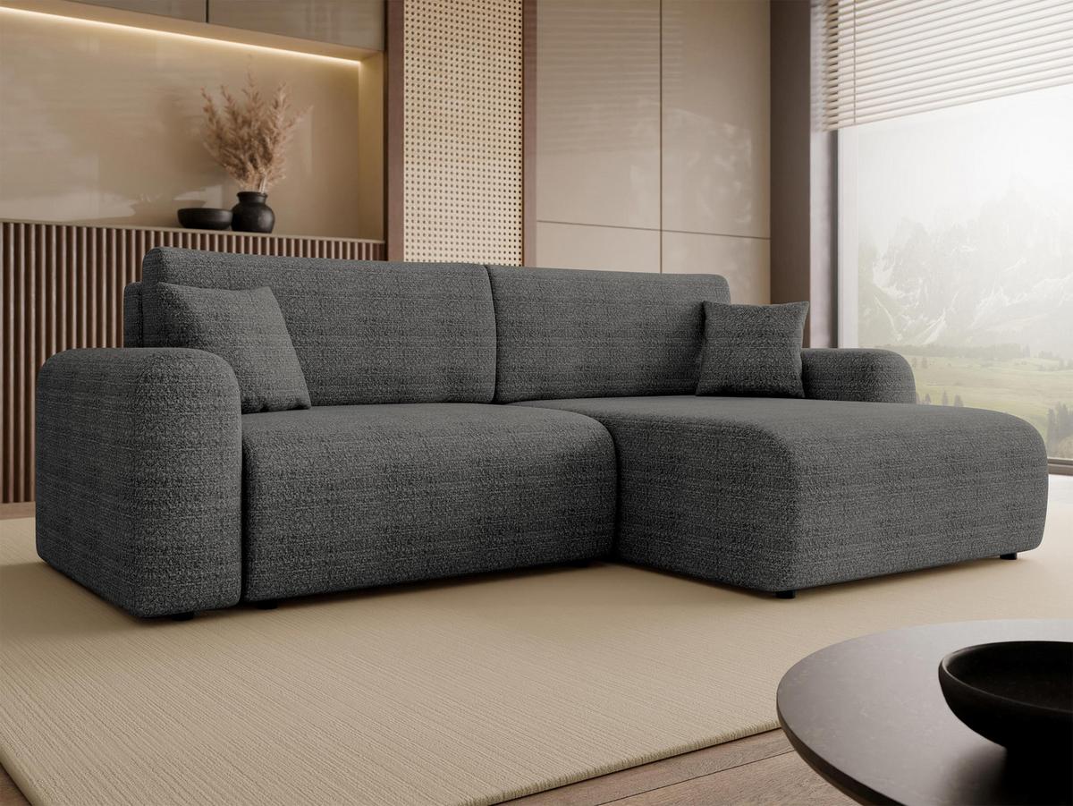 ECKSOFA Floryn L - Blaugrau/Schwarz, Holz/Kunststoff (245/145cm) - MIRJAN24