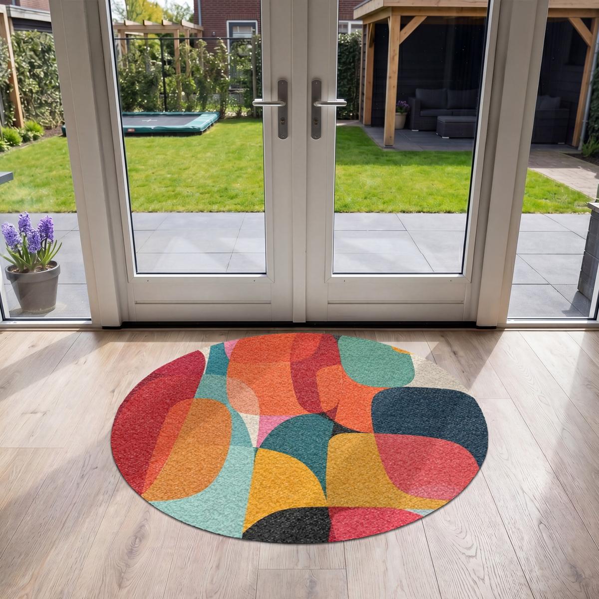 FUSSMATTE Formen - Bunt - Abstrakt - Flugzeuge Sauberlaufmatte 120x120 cm - Multicolor, Kunststoff (120/0.4cm) - MuchoWow