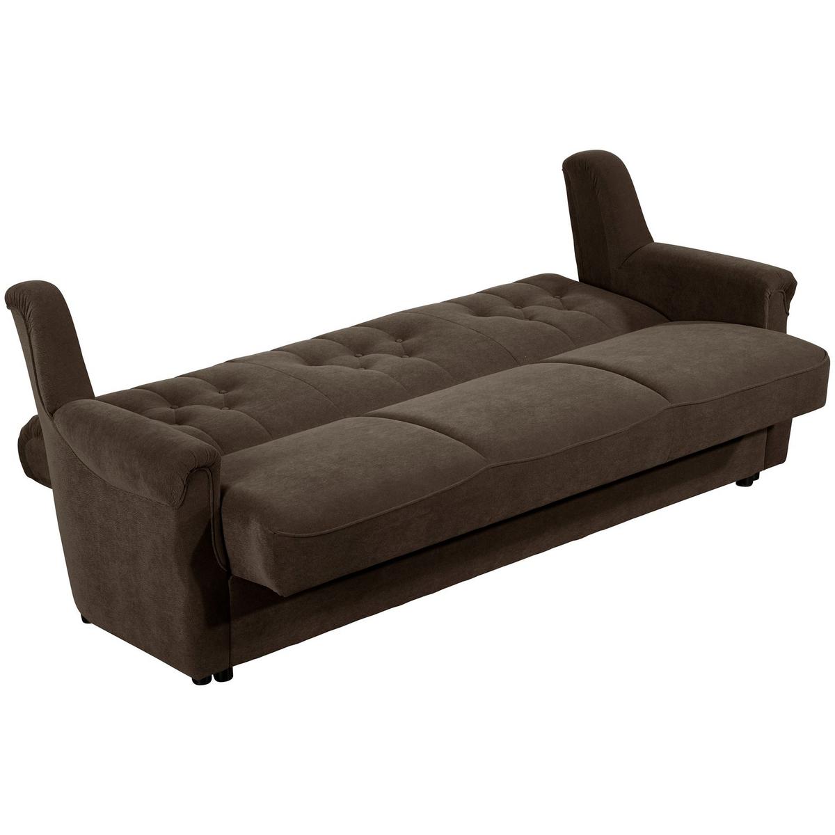 SOFA 3-Sitzer mit Bettfunktion Kaylyn Flockstoff braun - Braun, Kunststoff (207/89/83cm) - 58aufmkessel