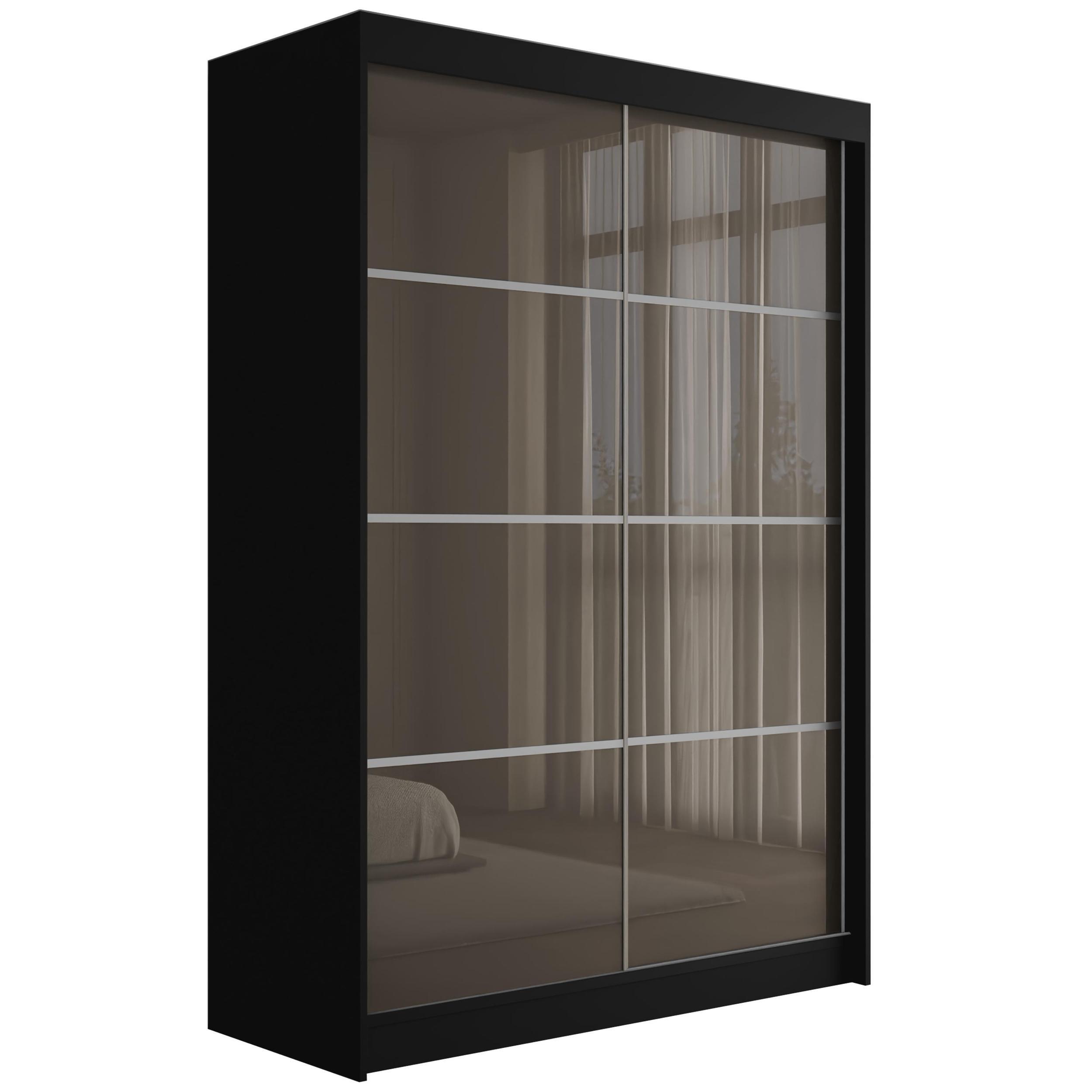 KLEIDERSCHRANK PEKA III - 150 cm - Schwarz|Grau - Schwarz/Grau, Holzwerkstoff (150/215/61cm) - ALTDECOR