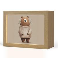 NACHTTISCHLAMPE Bär - Weiße Blumen - Gemütlich 20x15 cm - Taupe, Holzwerkstoff (8/20/15cm) - OnlyWow
