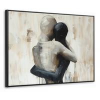 LEINWAND Bilder mit Rahmen - Abstrakt - Liebe - Schwarz und weiß - Modern - 80x60 - Schwarz, Textil (80/60cm) - MuchoWow