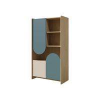 KINDERREGAL Lexi 3D 07 - Blau/Eichefarben, Holzwerkstoff (84/151/40cm) - MIRJAN24