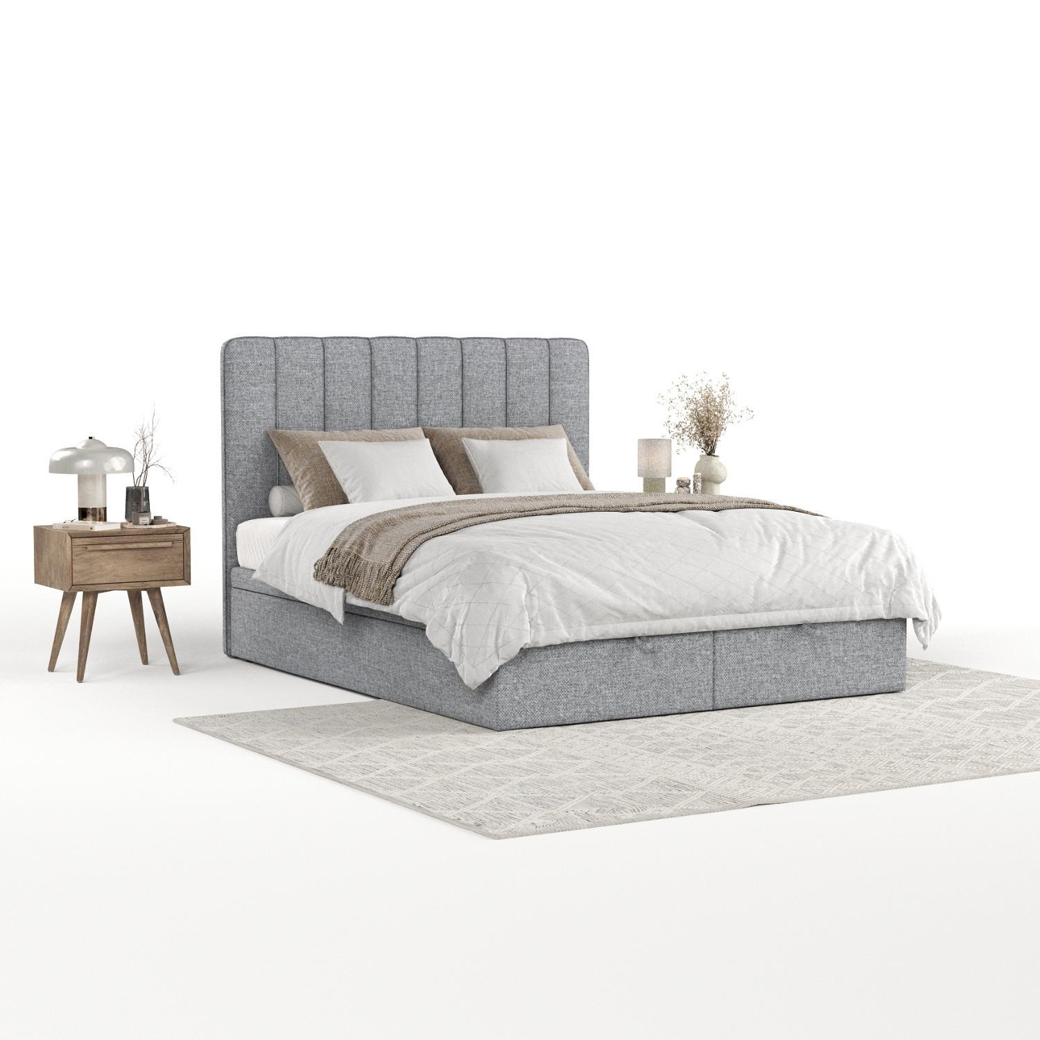 POLSTERBETT Vienna mit Stauraum 200/200 cm Grau im Alta Stoff - Schwarz/Grau, Holz/Holzwerkstoff (200/200cm) - AltaBeds