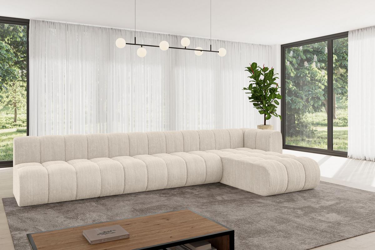 ECKSOFA modulares Sofa Darnel-L3 - 387x177x70 cm Beige - Beige, Holzwerkstoff/Textil (387/177cm) - ALTDECOR