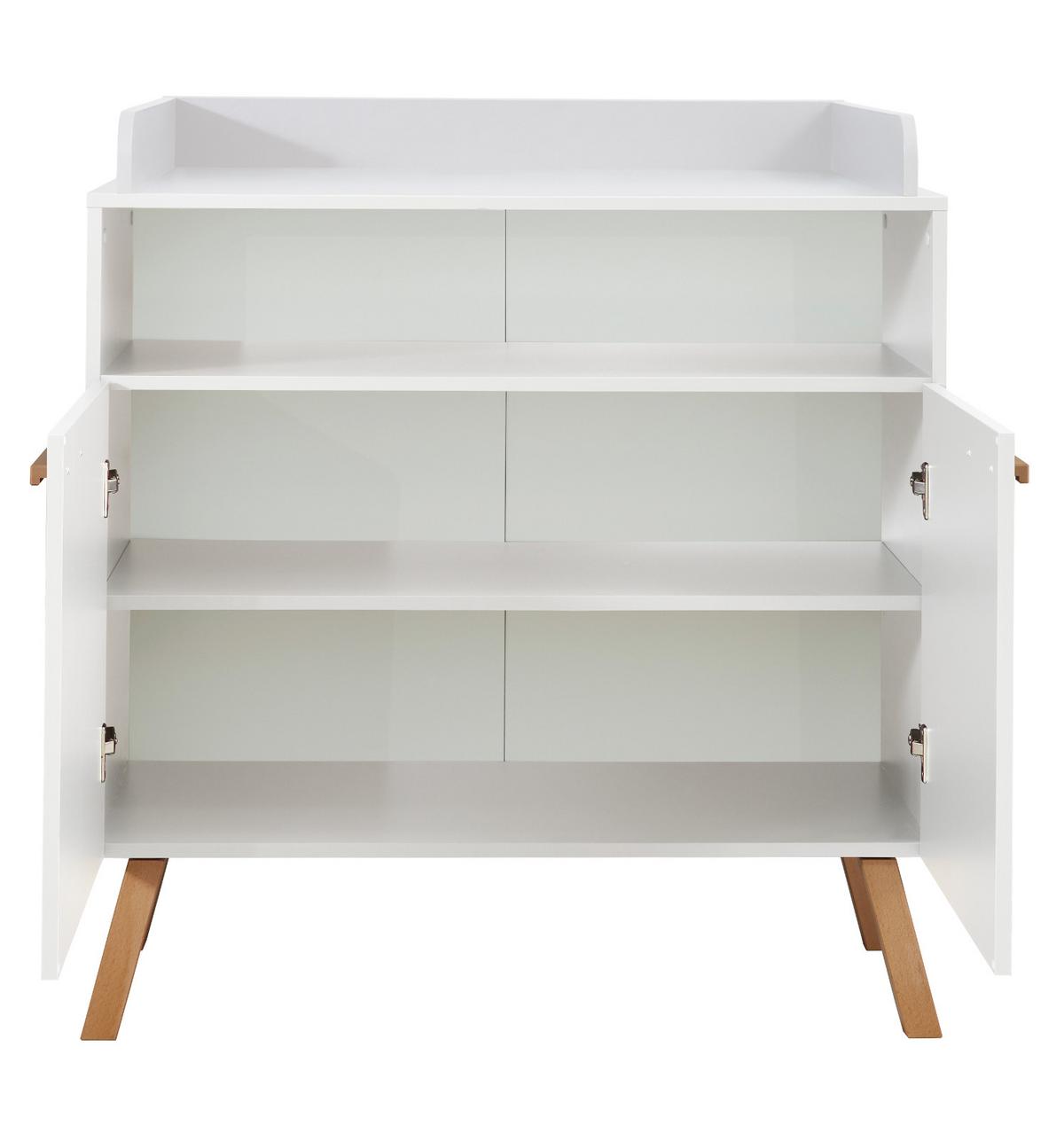 WICKELKOMMODE weiß matt mit Buche massiv, Wickeltisch 96 x 105 cm - Eichefarben/Buchefarben, Holz/Holzwerkstoff (78/105/96cm) - Top.Furn