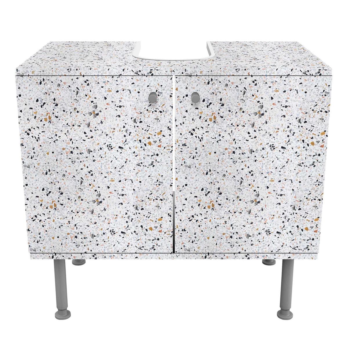 WASCHBECKENUNTERSCHRANK Terrazzo Muster Neapel 60/55/35 cm - Weiß, Holzwerkstoff (60/55/35cm) - Bilderwelten