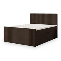 BOXBETT TERVAN 160x200 cm mit Matratze und Topper - Braun - Braun, Holz (160/200cm) - MASSENO