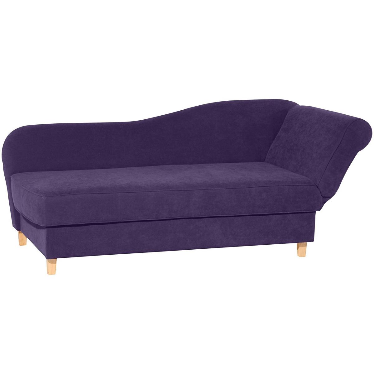 RECAMIERE mit Armteil rechts klappbar Katia Bezug Veloursstoff Buche natur / violett - Lila, Kunststoff (190/82/88cm) - 58aufmkessel