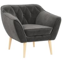SESSEL Pirs 1 Sitzer Velvet Grau - Braun/Grau, Holz/Textil (80/75/74cm) - MKS