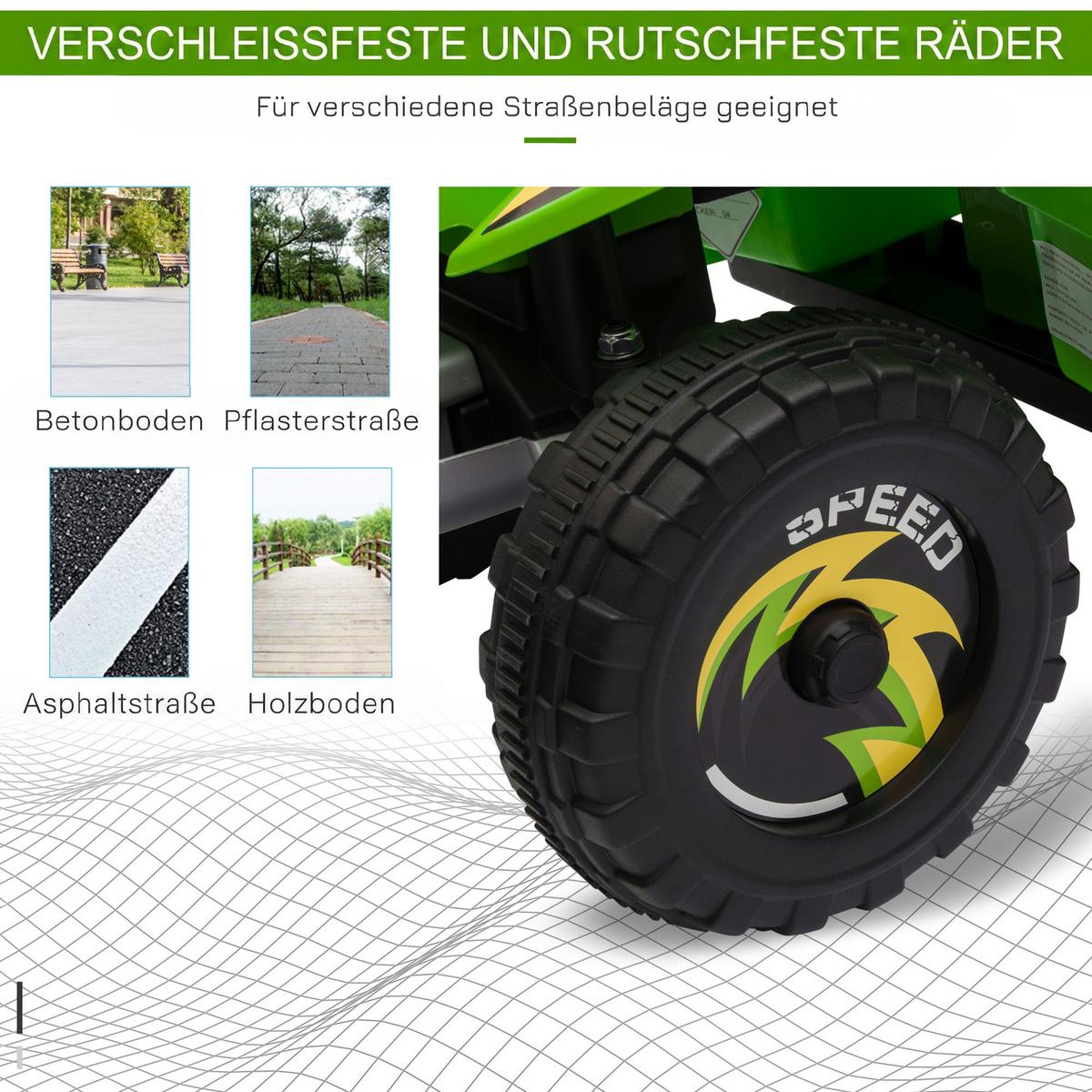 KINDER-ELEKTRO-QUAD Kunststoff Metall Grün - Grün, Kunststoff (72/40/45.5cm) - HOMCOM
