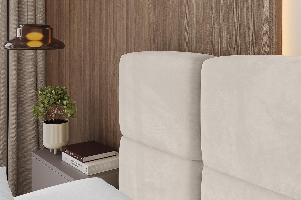 POLSTERBETT mit Bettkasten und Lattenrost, Bett mit Kopfteil, Boxbett ohne Matratze, Doppelbett mit Stauraum - NATA 120x200 Beige - Beige, Holzwerkstoff/Textil (120/200cm) - ALTDECOR