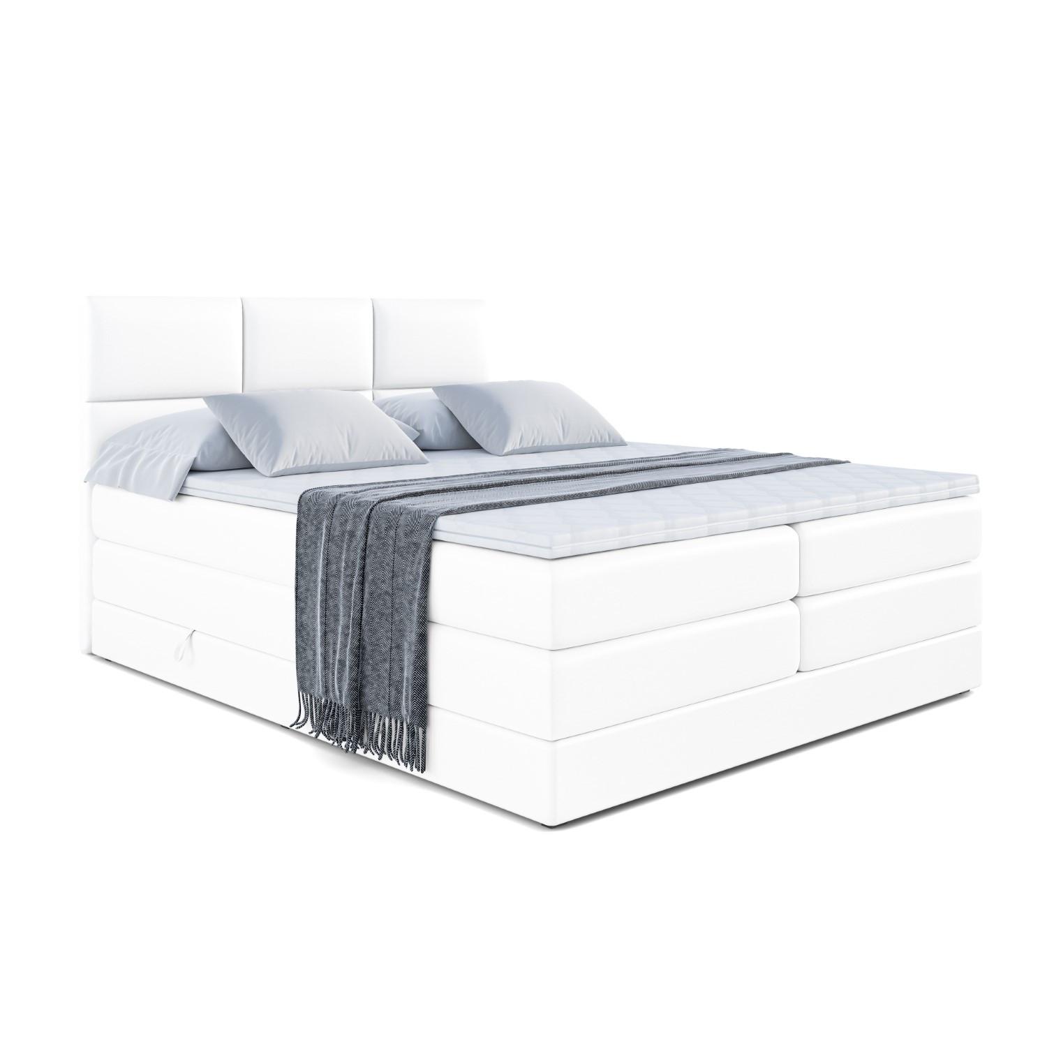 BOXSPRINGBETT OHIO KING - 120x200 - H3/H4 - Weiß Hochglanz - Weiß Hochglanz, Holzwerkstoff (120/200cm) - ALTDECOR