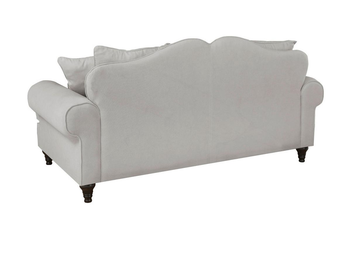 SOFA hellgrau Landhaus, Couch 3-Sitzer 200 cm - Hellgrau, Holz/Textil (200/95/100cm) - Furn.Design