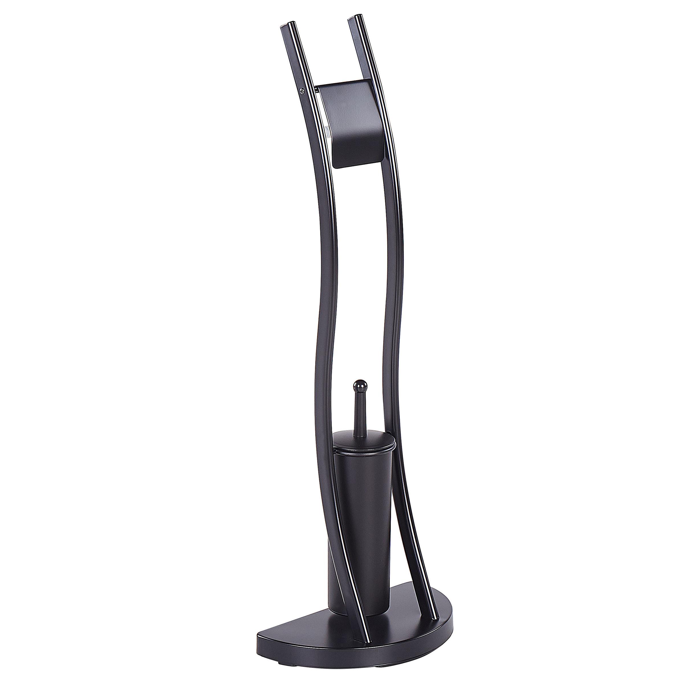 TOILETTENPAPIERHALTER mit Bürste Metall Schwarz Soacha - Schwarz, Metall (33/92/18cm) - Beliani