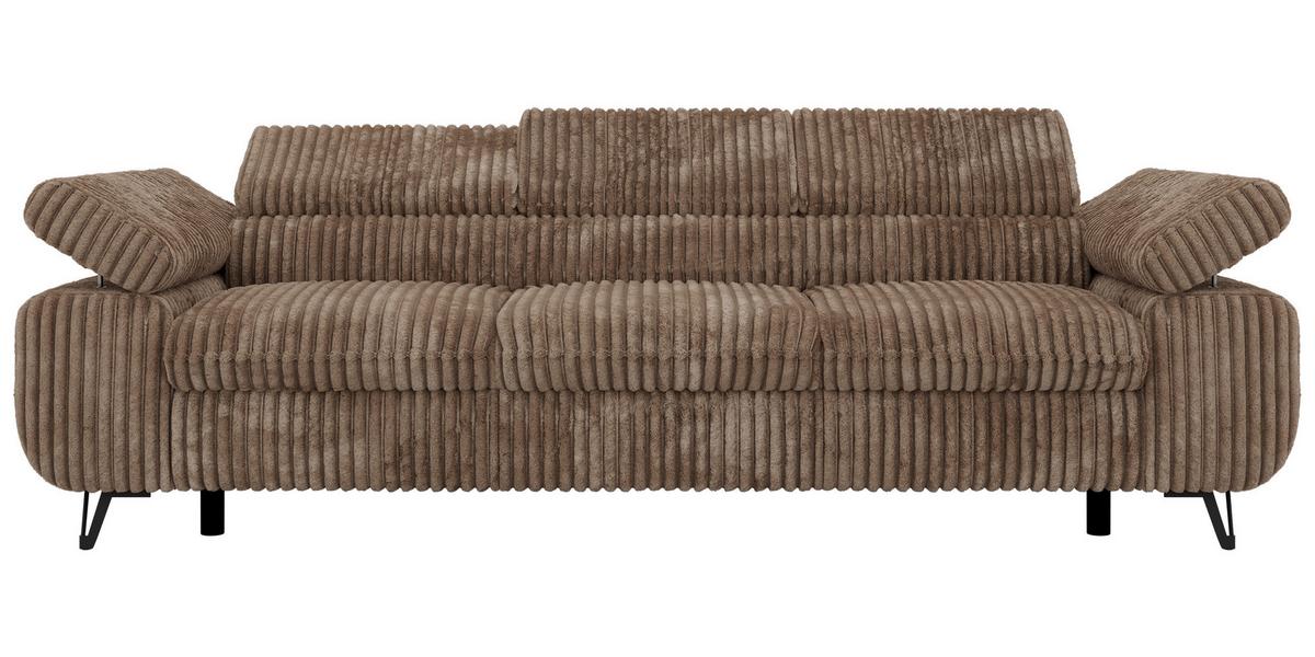 3-SITZER SOFA PETER - Braun Cord - Schwarz/Braun, Textil/Metall (262/76/99cm) - MKS