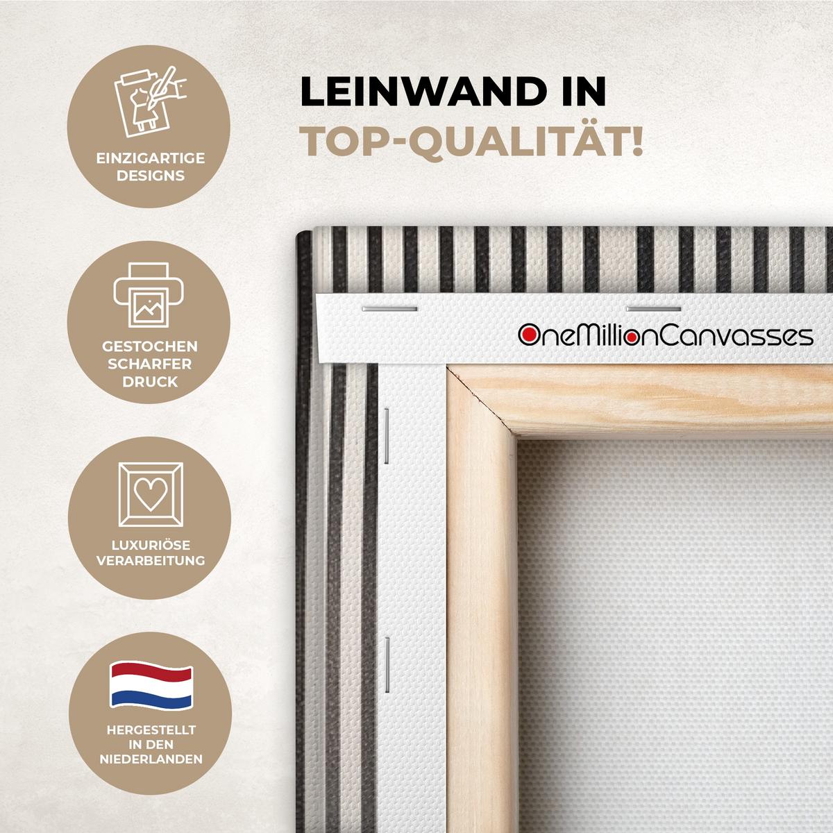 LEINWANDBILD Abstrakt - Japandi - Beige - Modern Deko XXL 80x120 cm - Schwarz, Textil (80/120cm) - MuchoWow