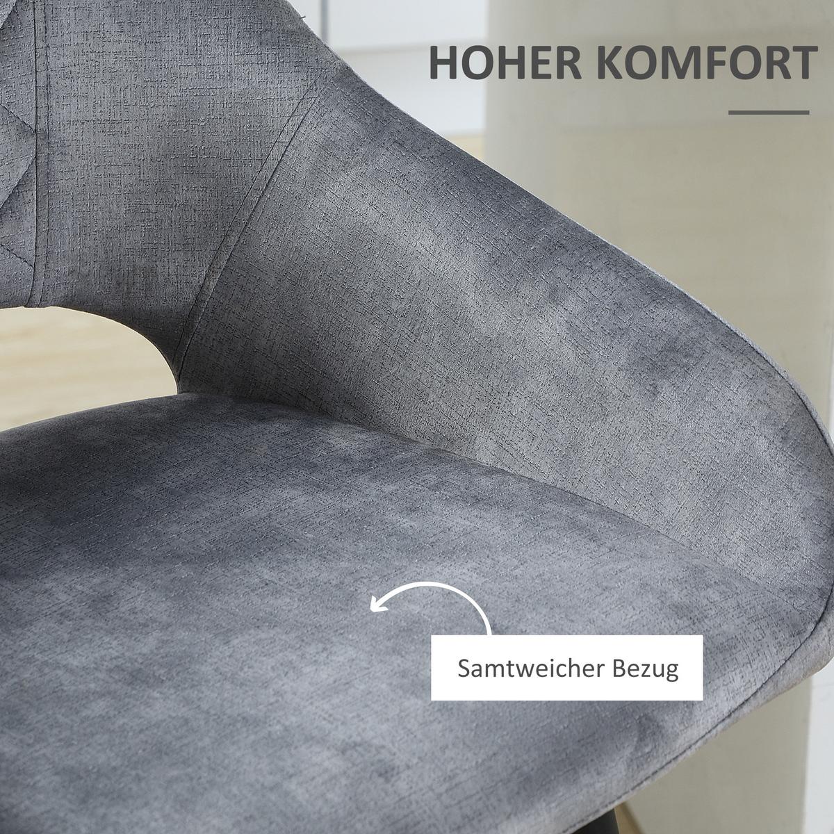 BARHOCKER 2er-Set Barstühle Bistrohocker mit Fußstütze Küchenstuhl Grau - Grau, Kunststoff (56/98/50cm) - HOMCOM