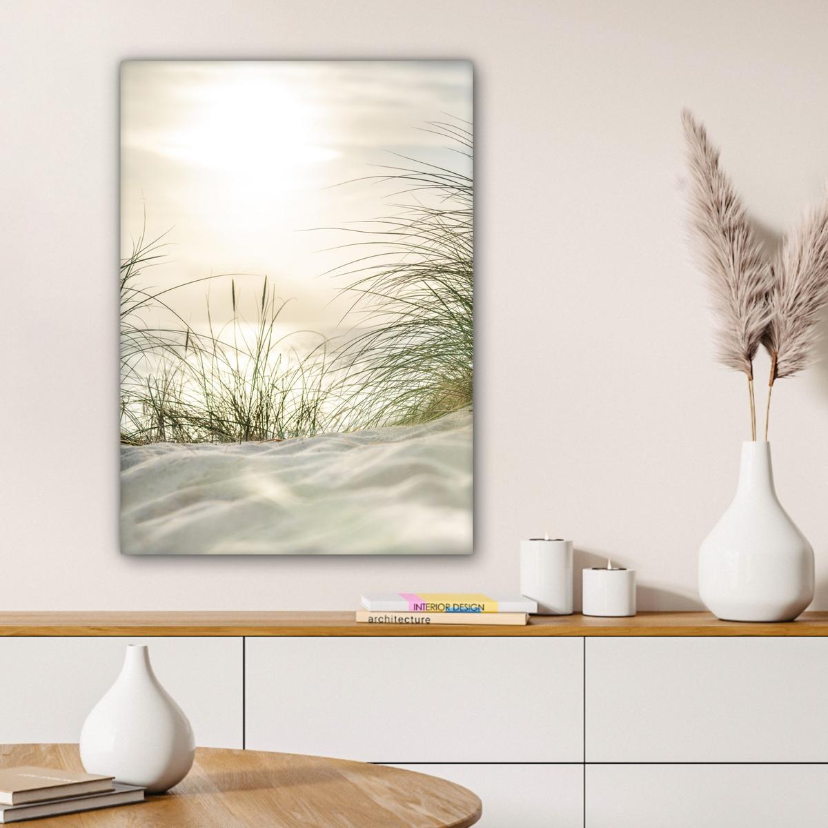 LEINWANDBILD Dünen mit Strandhafer in der Sonne des Nationalparks Schleswig-Holsteinisches Wattenmeer Wandbild Wohnzimmer 60x80 cm - Creme, Textil (60/80cm) - MuchoWow