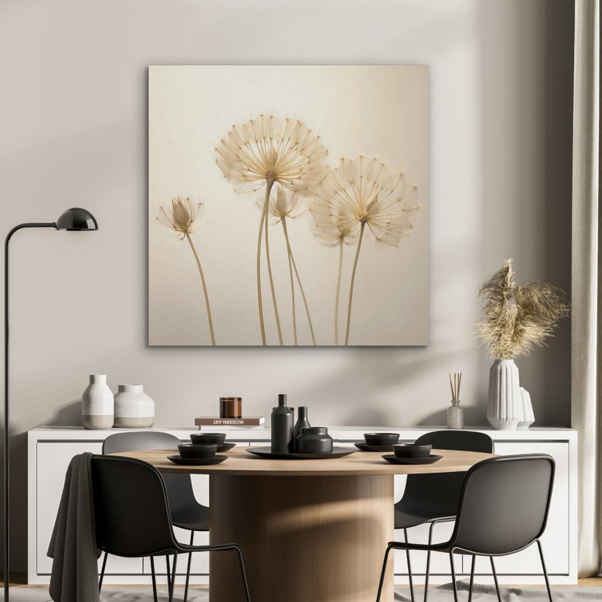 AKUSTIKBILD Sonnenlicht - Löwenzahn - Botanisch - Blumen Akustikpaneele 90x90 cm - Creme, Kunststoff (90/90/0.9cm) - MuchoWow
