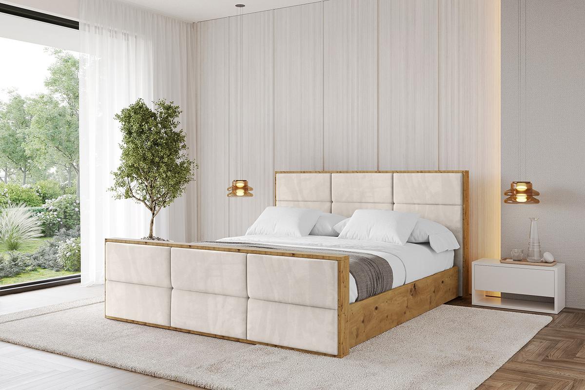 POLSTERBETT mit Bettkasten, Fußteil und Lattenrost, Boxbett ohne Matratze - ENZO1-Z 180x200 Beige - Beige, Holzwerkstoff/Textil (180/200cm) - ALTDECOR