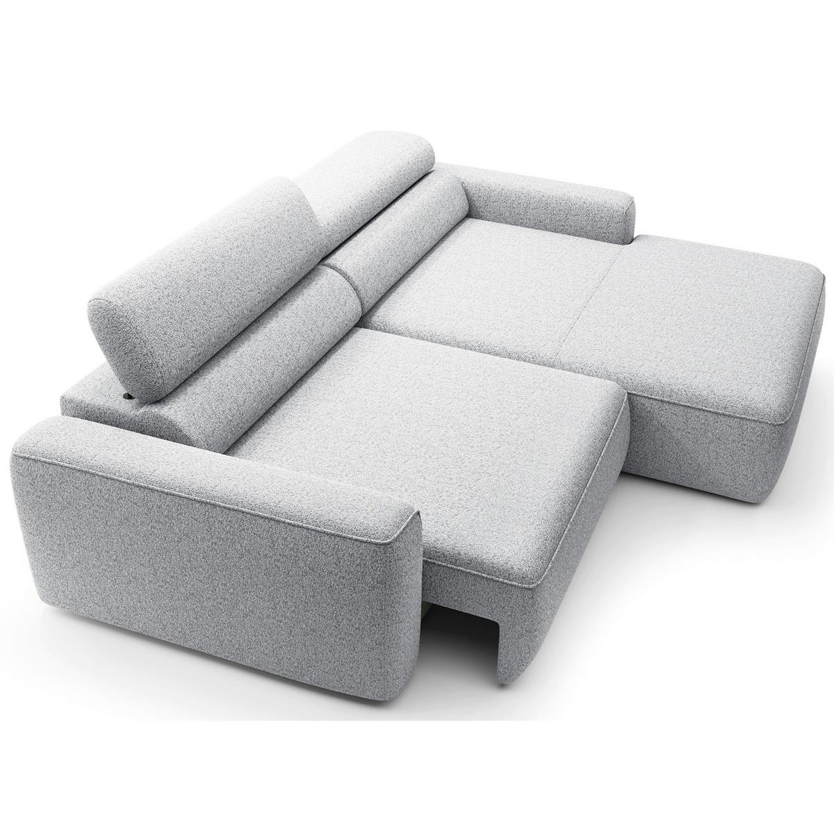 ECKSOFA Fando mit Schlaffunktion, L-Form, 4-Sitzer 252 cm, rechts Flechtstoff Hellgrau - Hellgrau/Schwarz, Holz/Kunststoff (182/252cm) - Selsey