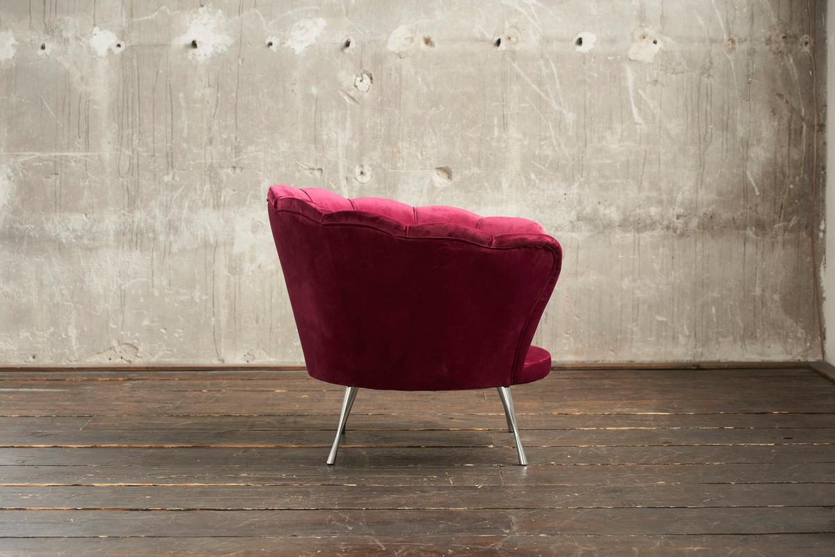SESSEL NARLA Rot Velvet - Rot/Silberfarben, Textil (97/78/70cm) - KAWOLA
