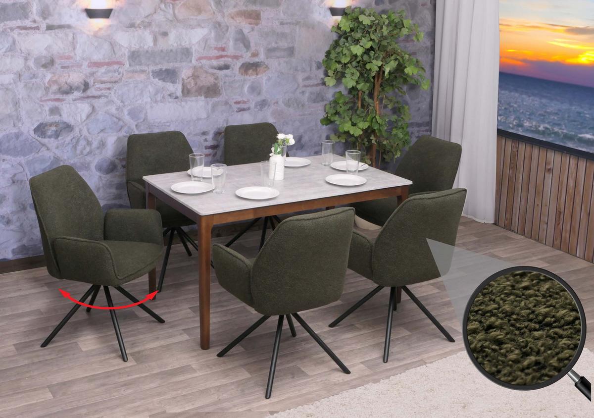 ESSZIMMERSTUHL Grün 6er-Set - Olivgrün/Grün, Textil (60/86/60cm) - MCW
