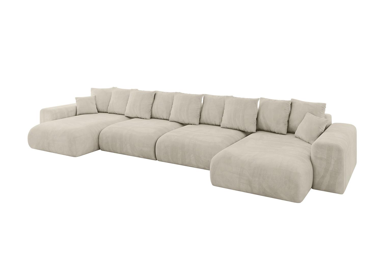 WOHNLANDSCHAFT mit Schlaffunktion ESKAR-U2-464x176x84cm Beige - Beige, Holzwerkstoff/Kunststoff (176/72/464cm) - ALTDECOR