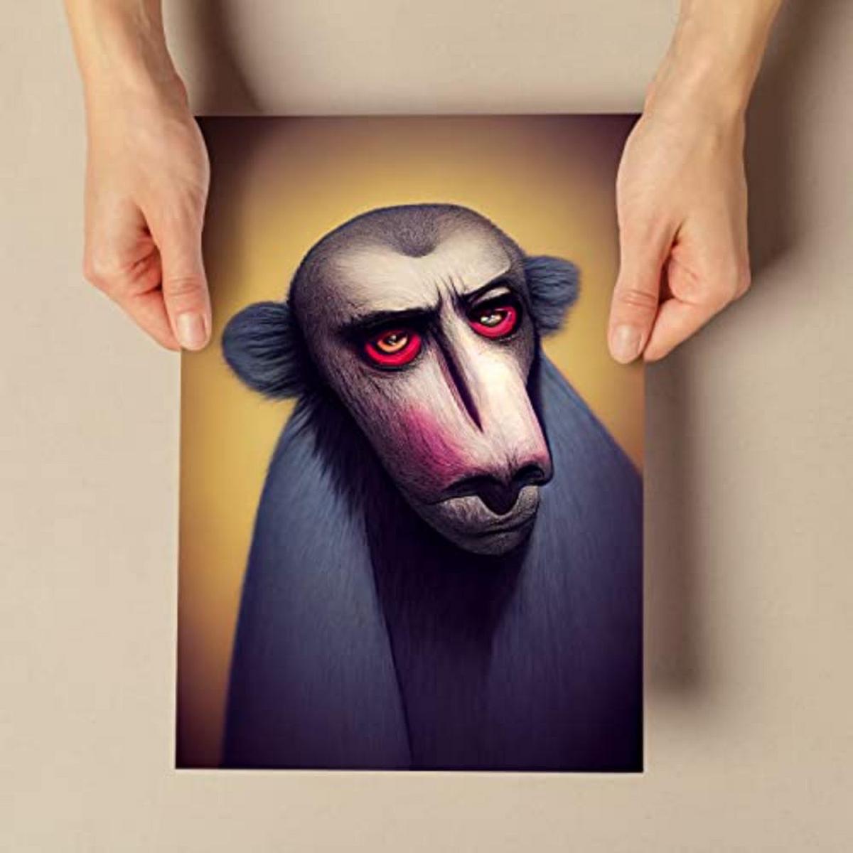 POSTER Set mit 4 Neugierig Tier im T Burton Goth Stil A4 Rahmenlos - Klar, Papier (29.7/3cm) - Nacnic