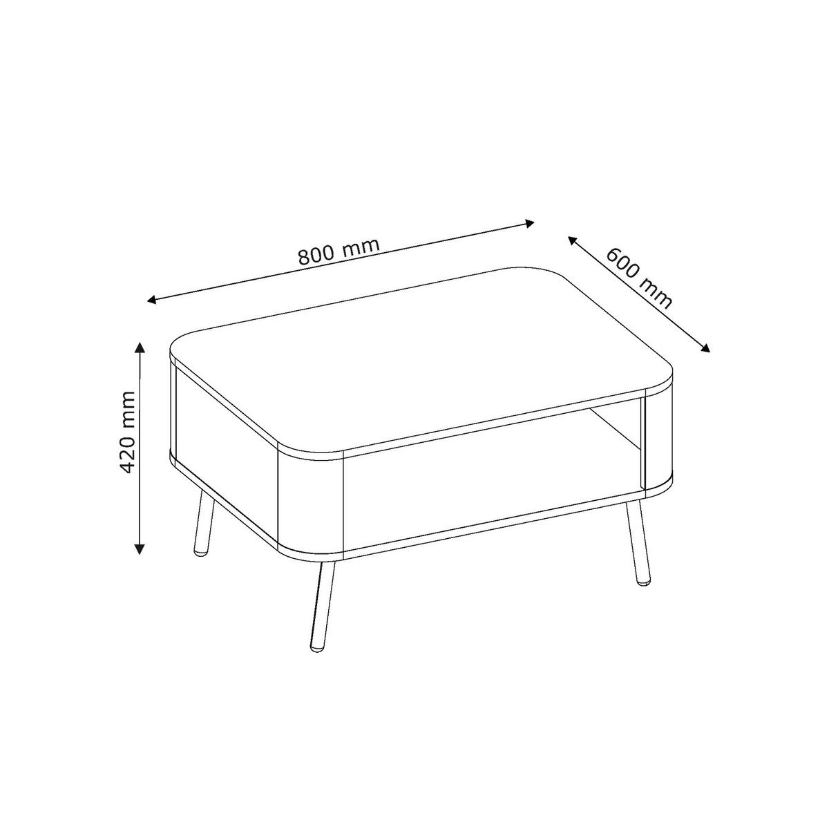 COUCHTISCH NOIR 80/60/42 cm Rechteckig, Schwarz - Goldfarben/Schwarz, Holzwerkstoff/Metall (60/80/42cm) - Idohome