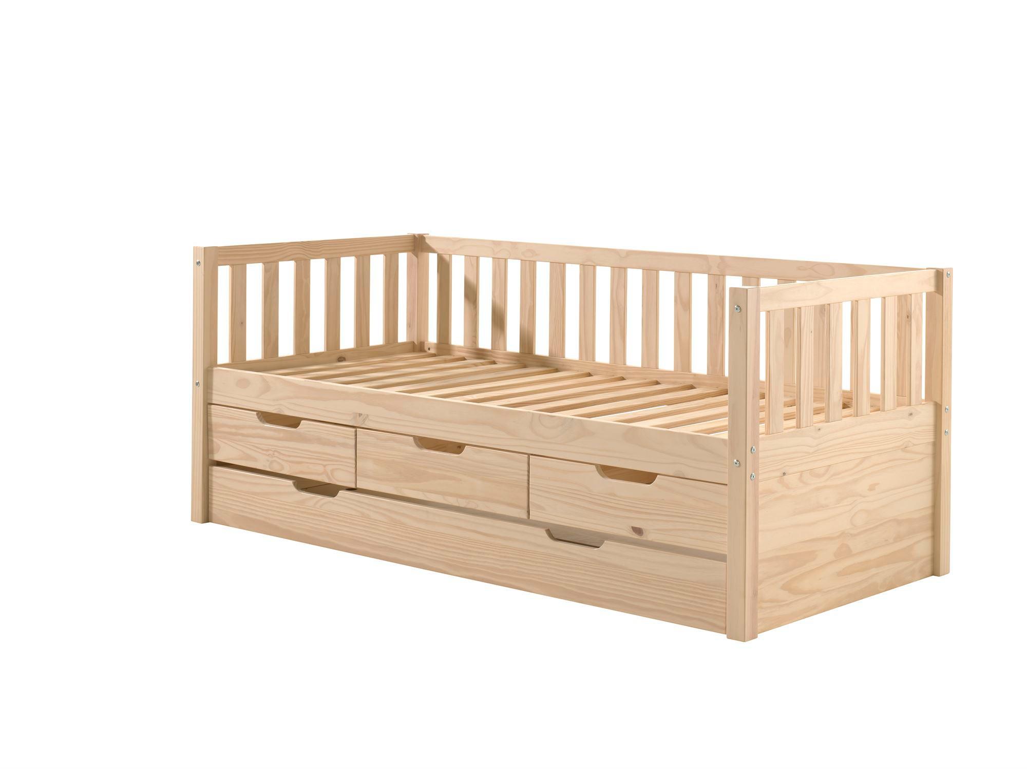 AUSZIEHBETT Karena 211x86x98 aus Massivholz in natur - Kieferfarben, Holz (90/200cm) - 58aufmkessel