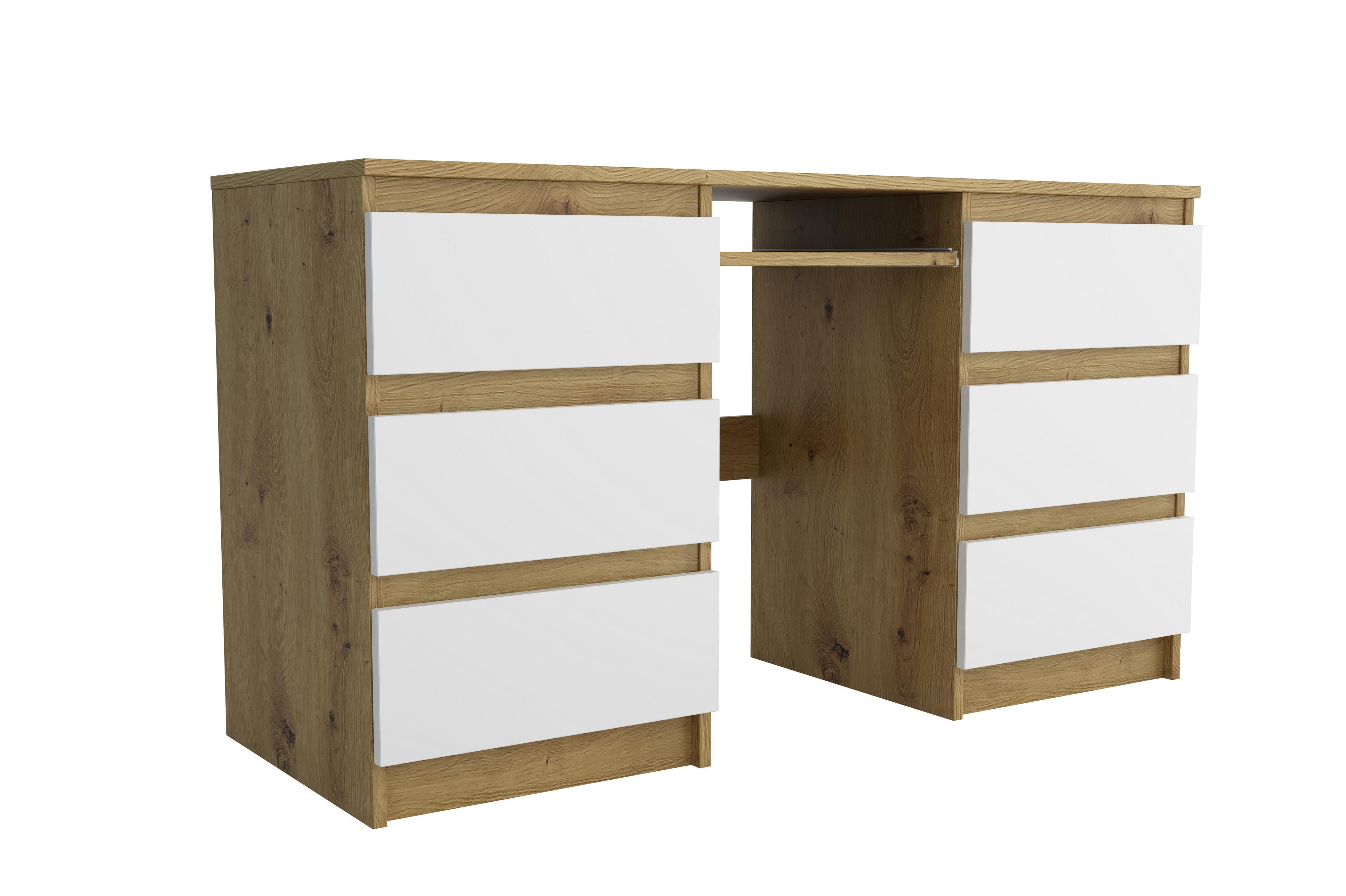 SCHREIBTISCH ANGULO 130x50x75 cm Bürotisch Computertisch, Eiche Artisan - Eiche Artisan, Holzwerkstoff (50/130/75cm) - MASSENO