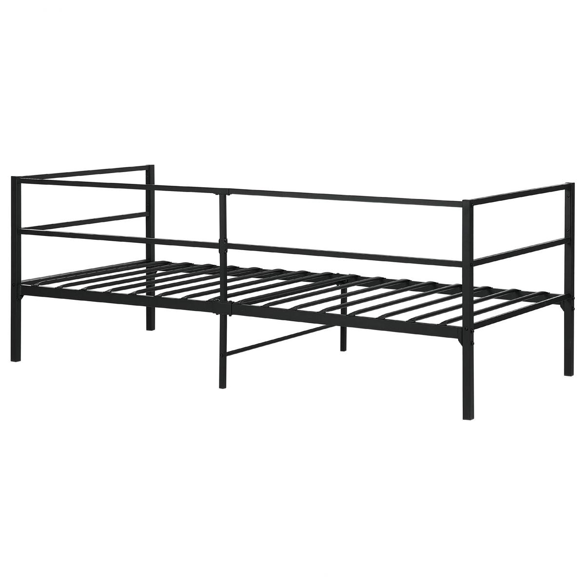 BETT mit Lattenrost 90x200 cm Schwarz Battut - Schwarz, Metall (90/200cm) - Beliani